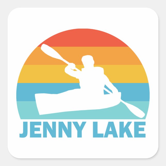 Jenny Lake Grand Teton Nationalpark Kayak Quadratischer Aufkleber (Vorderseite)