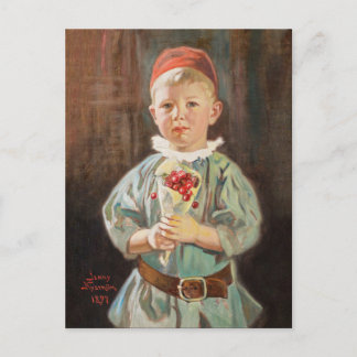 Jenny Nyström Boy mit Kirschen Kleine Kinder Postkarte