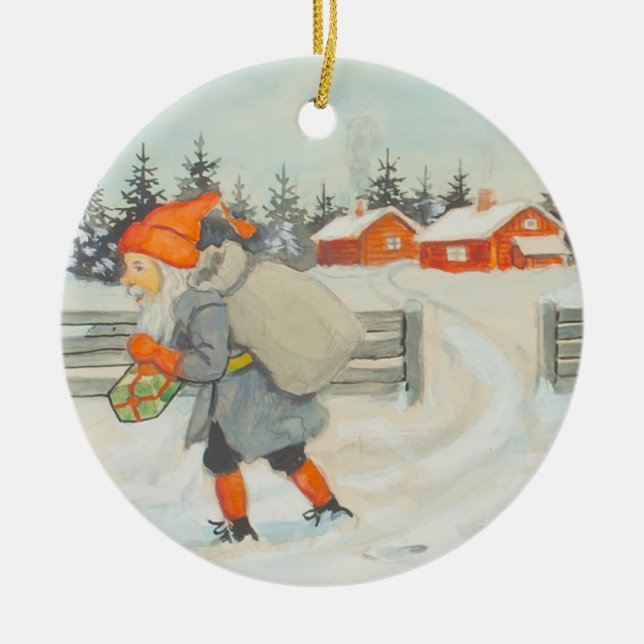 Jenny Nystrom - Weihnachts-alte schwedische Illust Keramik Ornament (Vorne)