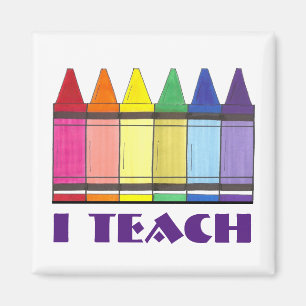 J'Enseigne Rainbow Crayons École enseignant Magnet