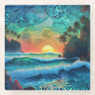 Jenseits der Blues Seascape Glasuntersetzer