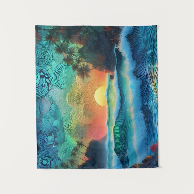 Jenseits der Blues Seascape Wandteppich (Vorderseite)