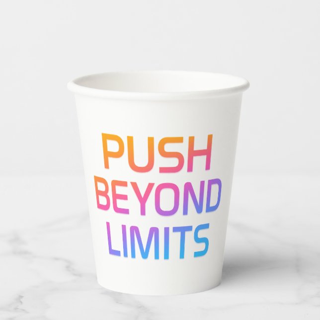 Jenseits der Grenzen Papierstapel Pappbecher (Vorderseite)