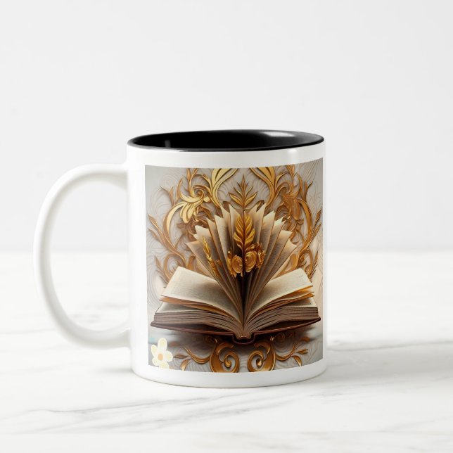 "Jenseits des Buches" Zweifarbige Tasse (Links)
