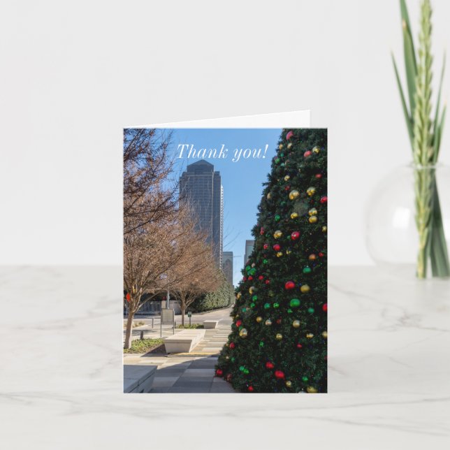 Jenseits des Dallas Weihnachtsbaumes Dankeschön Ka Dankeskarte (Vorderseite)