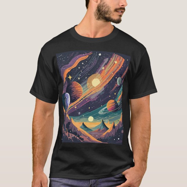 Jenseits des Horizonts: Weltraumlandschaften erkun T-Shirt (Vorderseite)