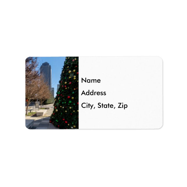 Jenseits des Weihnachtsbaumes von Dallas Adressaufkleber (Vorne)