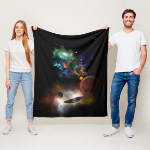 Jenseits von Raum und Zeit Fraktal Art II Fleecedecke