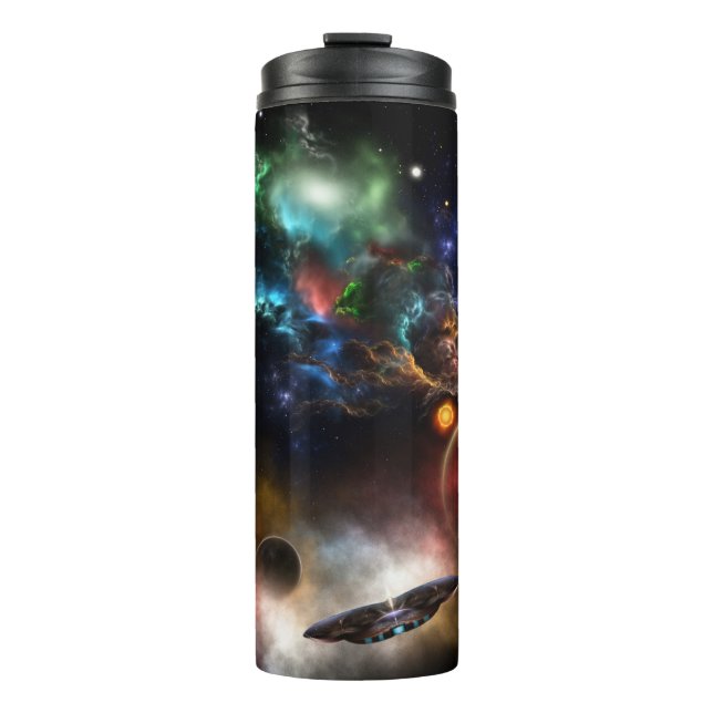 Jenseits von Raum und Zeit Fraktal Art II Thermosbecher (Vorderseite)
