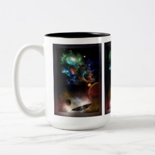 Jenseits von Raum und Zeit Fraktal Art II Zweifarbige Tasse