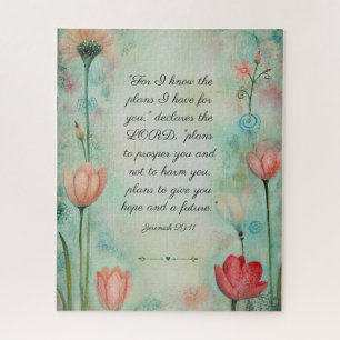 Jeremia 29:11 Bibelvers Florale Wasserfarbe