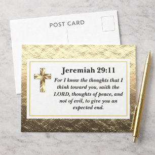 Jeremia 29:11 Edle Gold Bibelvers-Postkarte Postkarte