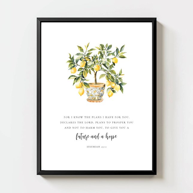 Jeremia 29:11 Moderne Aquarell-Limonenbaum Poster (Von Creator hochgeladen)