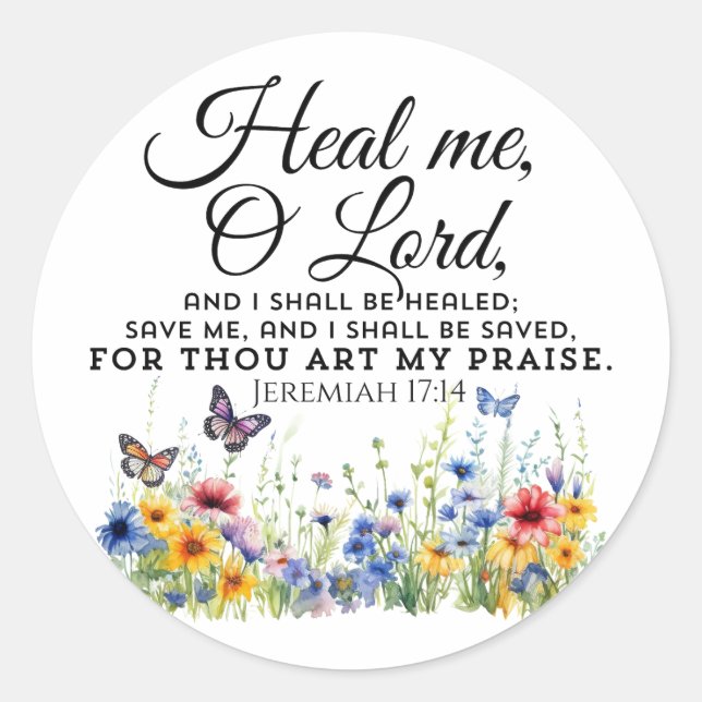 Jeremiah 17:14 Wildblumen zur Heilung der Bibel Runder Aufkleber (Vorderseite)