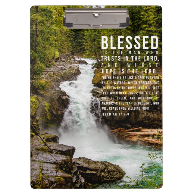 Jeremiah 17:7-8 Christliche Bibelschrift Natur Klemmbrett (Vorderseite)
