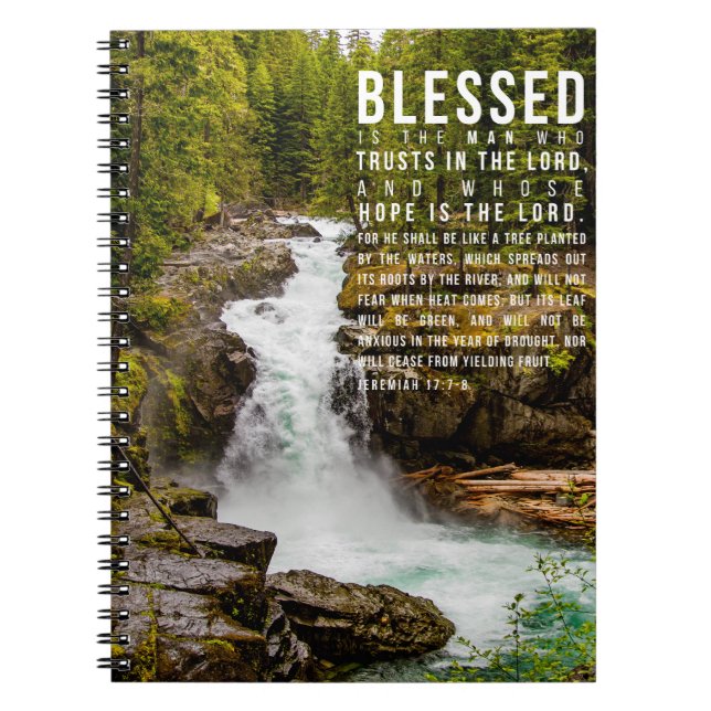 Jeremiah 17:7-8 Christliche Bibelschrift Natur Notizblock (Vorderseite)