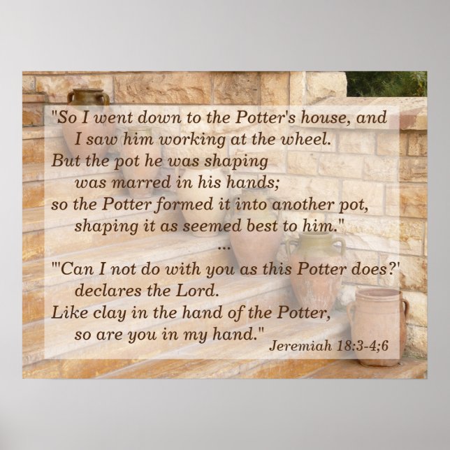 Jeremiah 18:3-4,6 Ton in der Hand meines Potters Poster (Vorne)