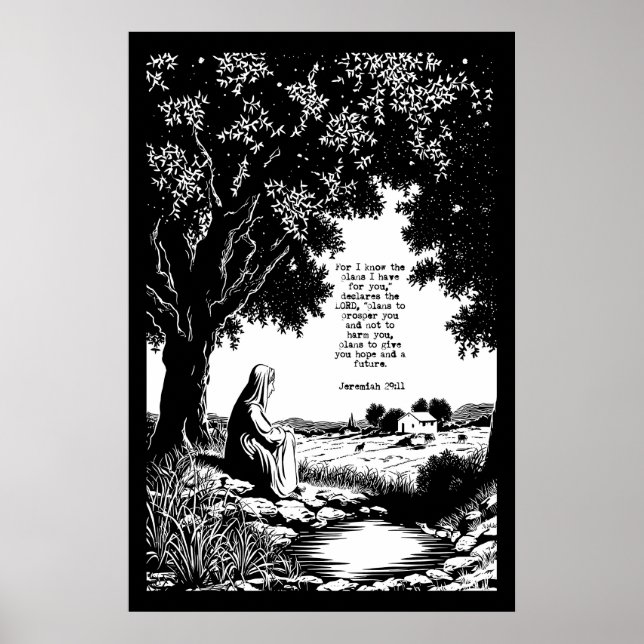 Jeremiah 29 11 Art Print Peaceful Scripture Poster (Vorne)