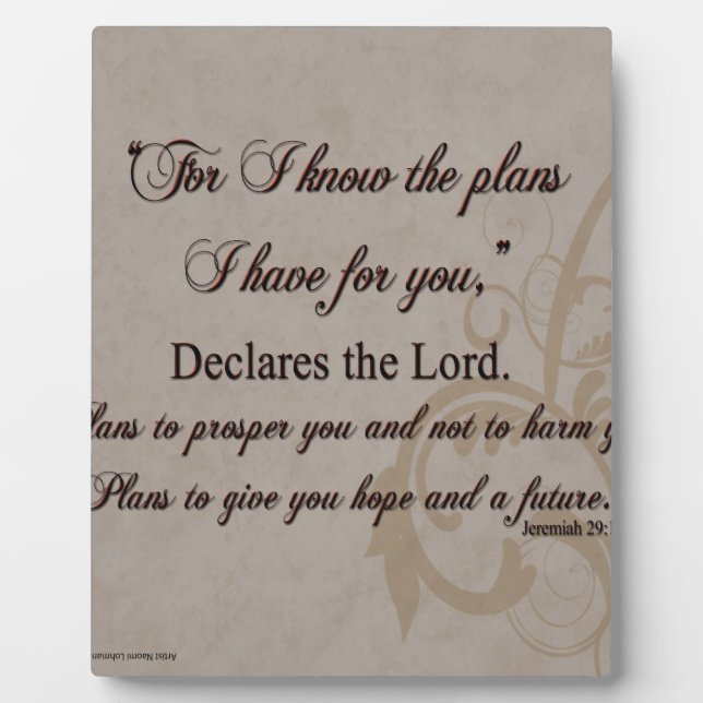 Jeremiah 29:11 Bibelgeschenk Fotoplatte (Vorderseite)