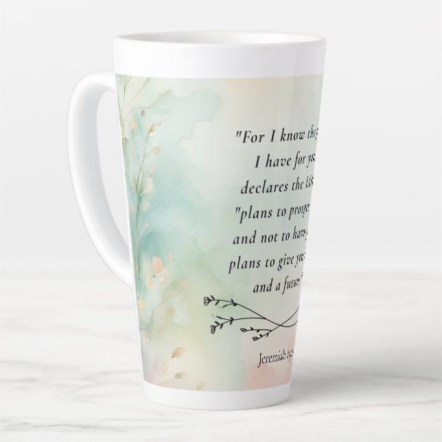Jeremiah 29:11 Bibelverse-Bild Milchtasse (Linke Ecke)