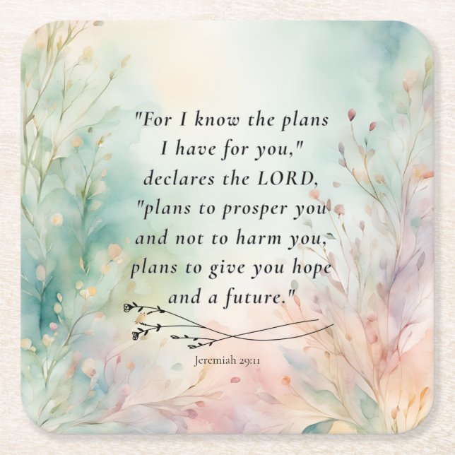 Jeremiah 29:11 Bibelverse-Bild Rechteckiger Pappuntersetzer (Vorderseite)