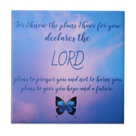 Jeremiah 29:11 Blue Butterfly Keramik Tile Fliese