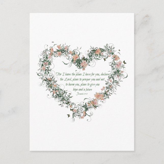 Jeremiah 29:11 Blume Herzpostkarte Postkarte (Vorderseite)