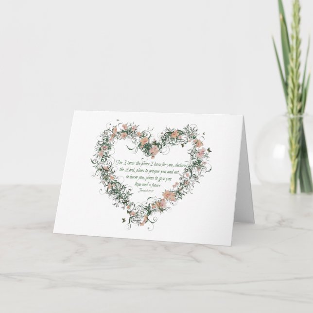 Jeremiah 29:11 Carte Coeur Fleur (Devant)