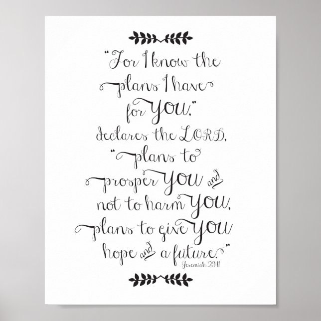 Jeremiah 29:11 Denn ich kenne die Pläne Bibelverse Poster (Vorne)
