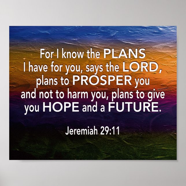 Jeremiah 29:11, DENN ICH KENNE DIE PLÄNE Christlic Poster (Vorne)