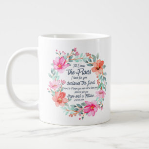 Jeremiah 29:11 Denn ich kenne die Pläne rosa Blume Jumbo-Tasse