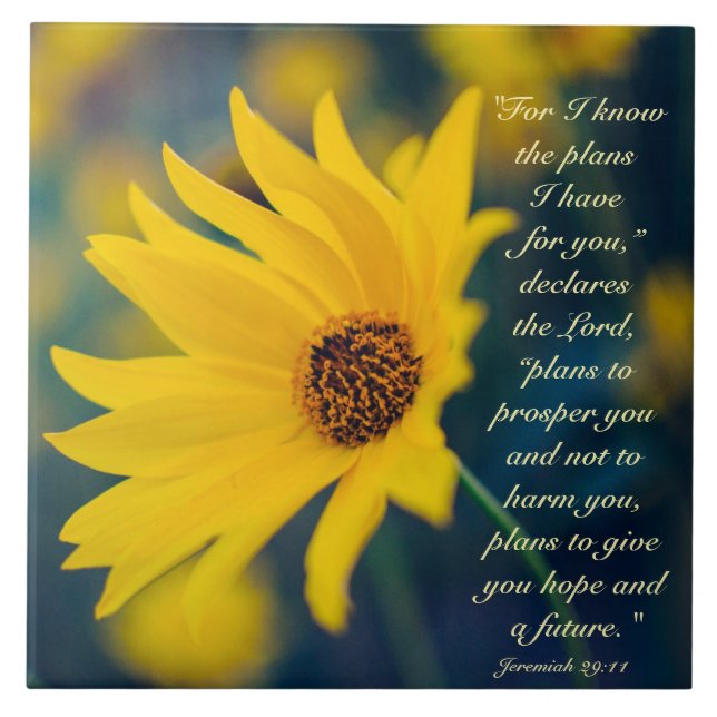 Jeremiah 29:11 Denn ich kenne die Pläne, Wildblume Fliese (Vorderseite)