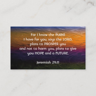 Jeremiah 29:11  DENN ICH WEISS DIE PLANS - Schrift Visitenkarte