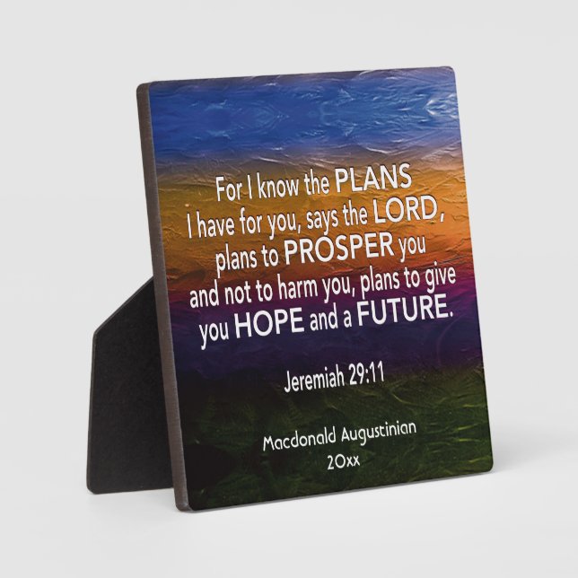 JEREMIAH 29:11 FOTOPLATTE (Vorderseite)