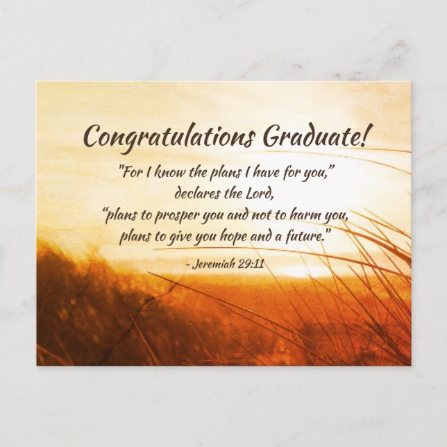 Jeremiah 29:11 "Ich kenne die Pläne" Abschluss Postkarte (Vorderseite)