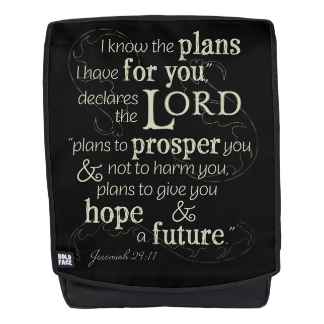 Jeremiah 29:11 Ich kenne die Pläne, die ich für di Rucksack (Vorderseite)