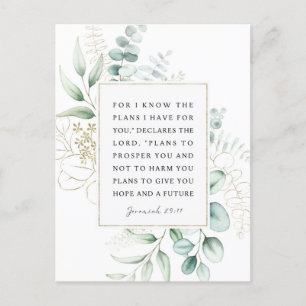 Jeremiah 29:11 Ich kenne die Pläne, die ich für Si Postkarte