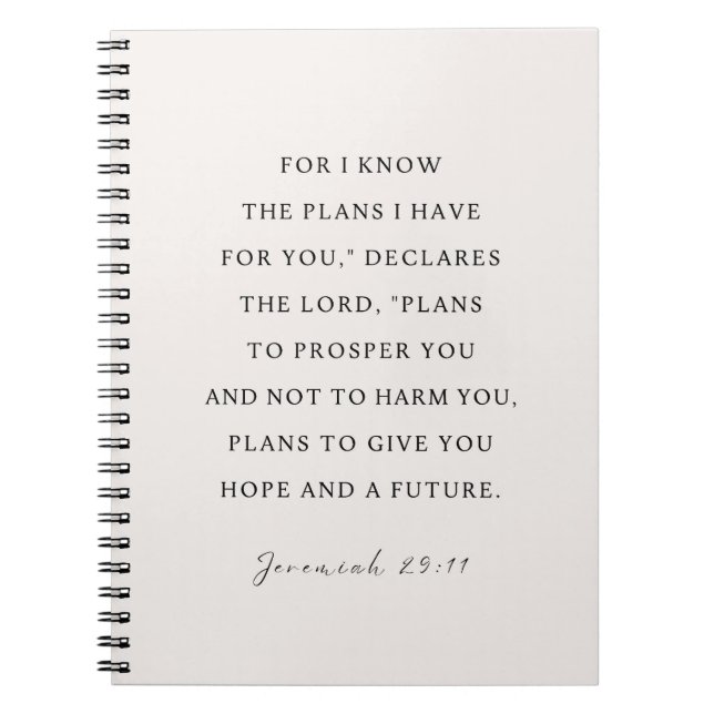 Jeremiah 29:11 Ich kenne meine Pläne für Sie Notizblock (Vorderseite)