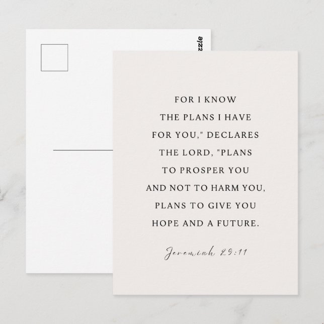 Jeremiah 29:11 Ich kenne meine Pläne für Sie Postkarte (Vorne/Hinten)