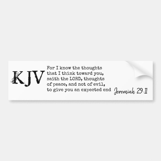 Jeremiah 29:11 KJV Bibelangebot - kann individuell Autoaufkleber (Vorne)