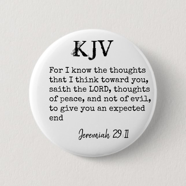 Jeremiah 29:11 KJV Bibelangebot - kann individuell Button (Vorderseite)