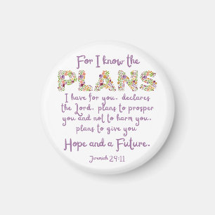 Jeremiah 29:11 Lila, Blumenbriefe Christlich Magnet