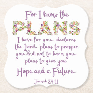 Jeremiah 29:11 Lila, Blumenbriefe Christlich Untersetzer