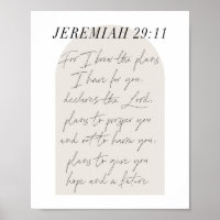 Jeremiah 29:11 Minimal Boho Beige Arch Script
