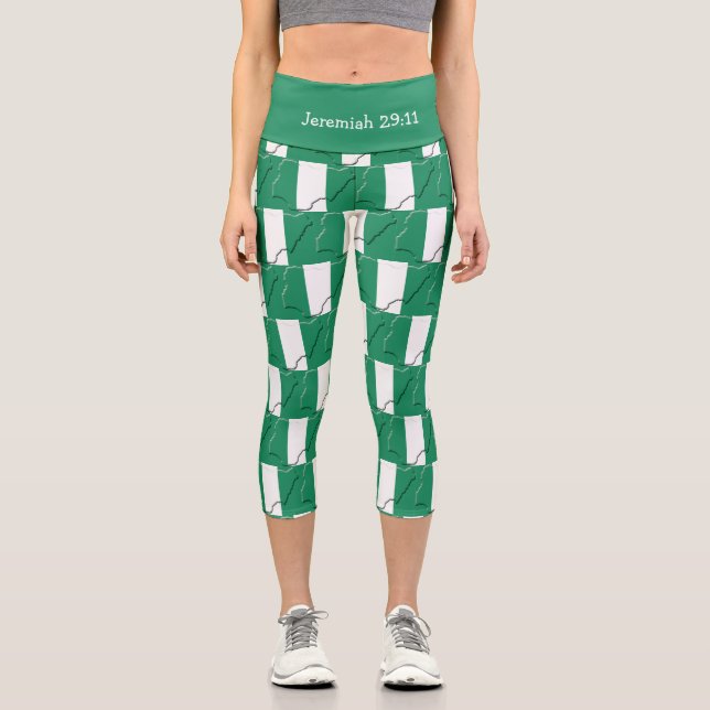 Jeremiah 29:11 | Patriotisch | NIGERIA FLAG Capri Leggings (Vorderseite)