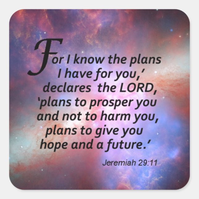 Jeremiah 29:11 quadratischer aufkleber (Vorderseite)