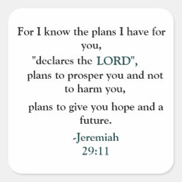 Jeremiah 29:11 quadratischer aufkleber