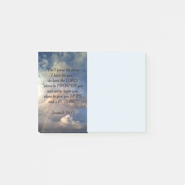 Jeremiah 29:11 Rainbow Bible Verse Post-it Klebezettel (Vorderseite)
