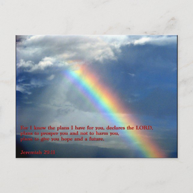 Jeremiah 29:11 Regenbogen Postkarte (Vorderseite)