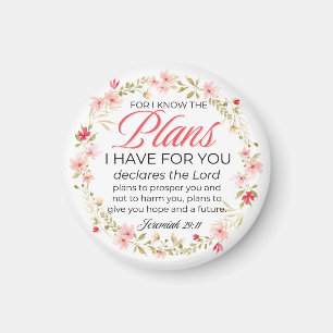 Jeremiah 29:11 Rosa Blume Wreath Bible Verse Magnet
